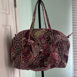 Vera Bradley Duffel Bag.  Hot Pink, Light Pink, Magenta, other accent colors.